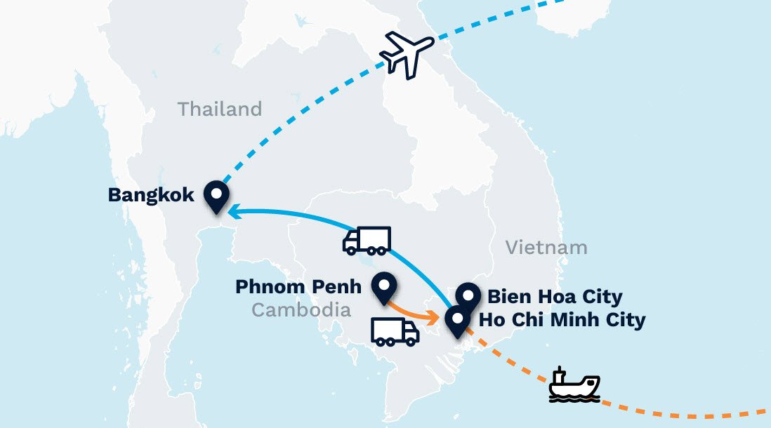 Fast fashion supply chain multi-modal solutions out of Southeast Asia.