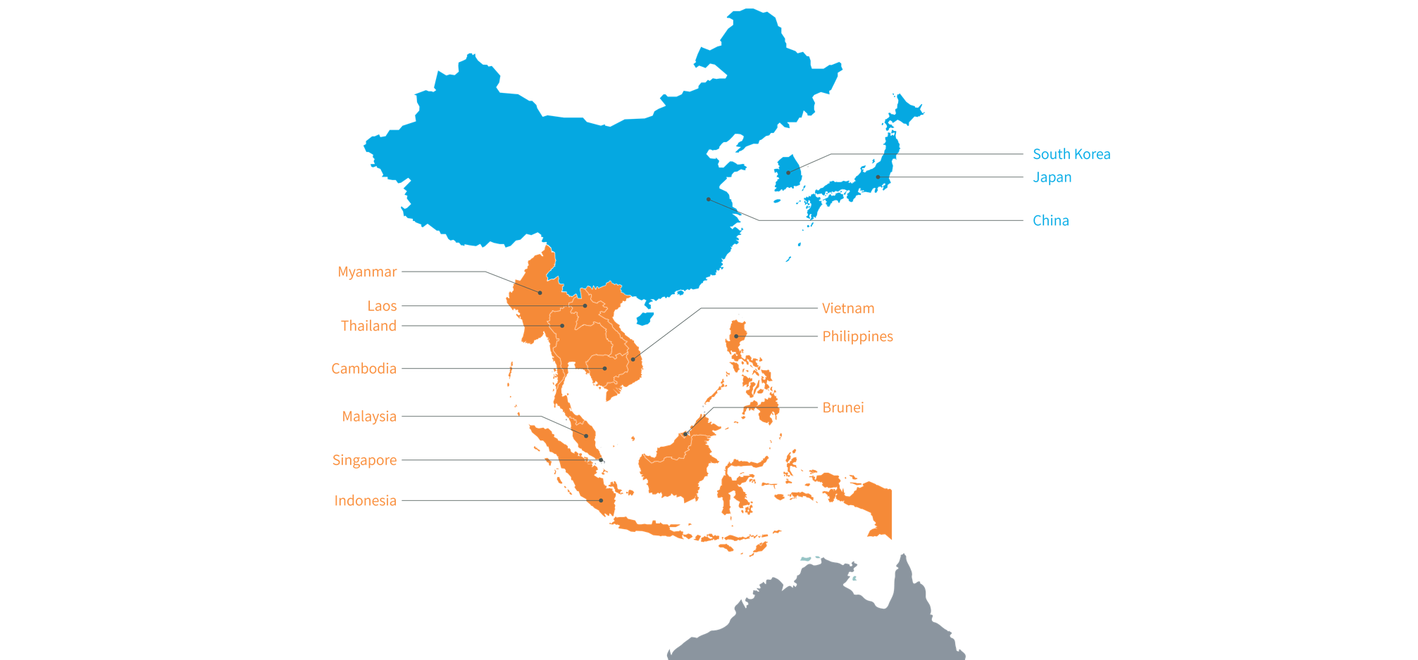 Map of the Regional Comprehensive Economic Partnership.