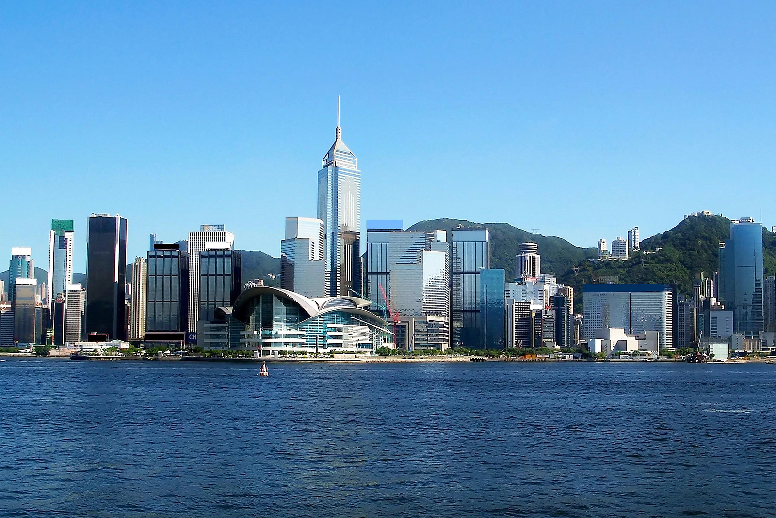 Hong kong as seen from Kowloon side on a clear sunny day.