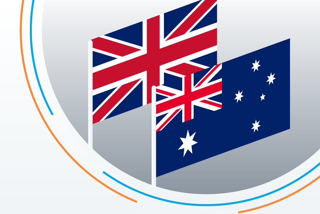 Flags of Australia and UK, signifying the Australia UK Free Trade