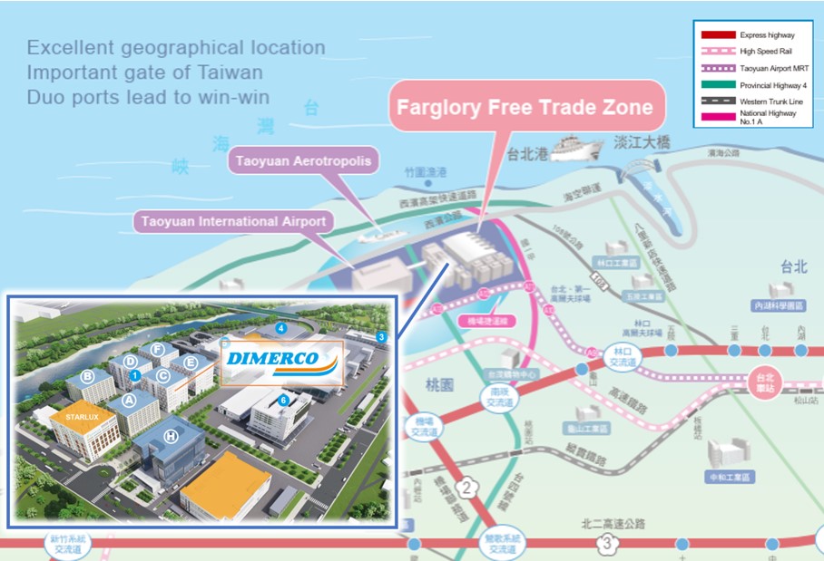 Dimerco’s new warehouse is located at 3F of Building C, Taoyuan International Airport Free Trade Zone