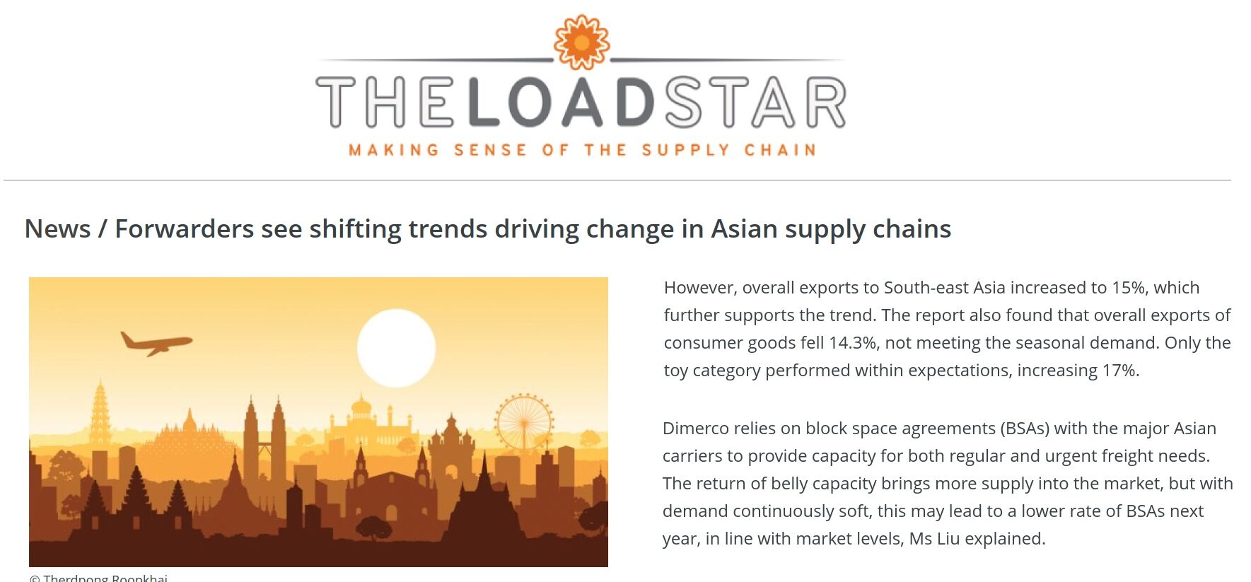 Dimerco interview posted on The Loadstar_Forwarders see shifting trends driving change in Asian supply chains on Nov. 17, 2023