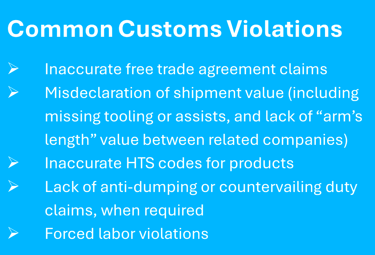 common customs violations