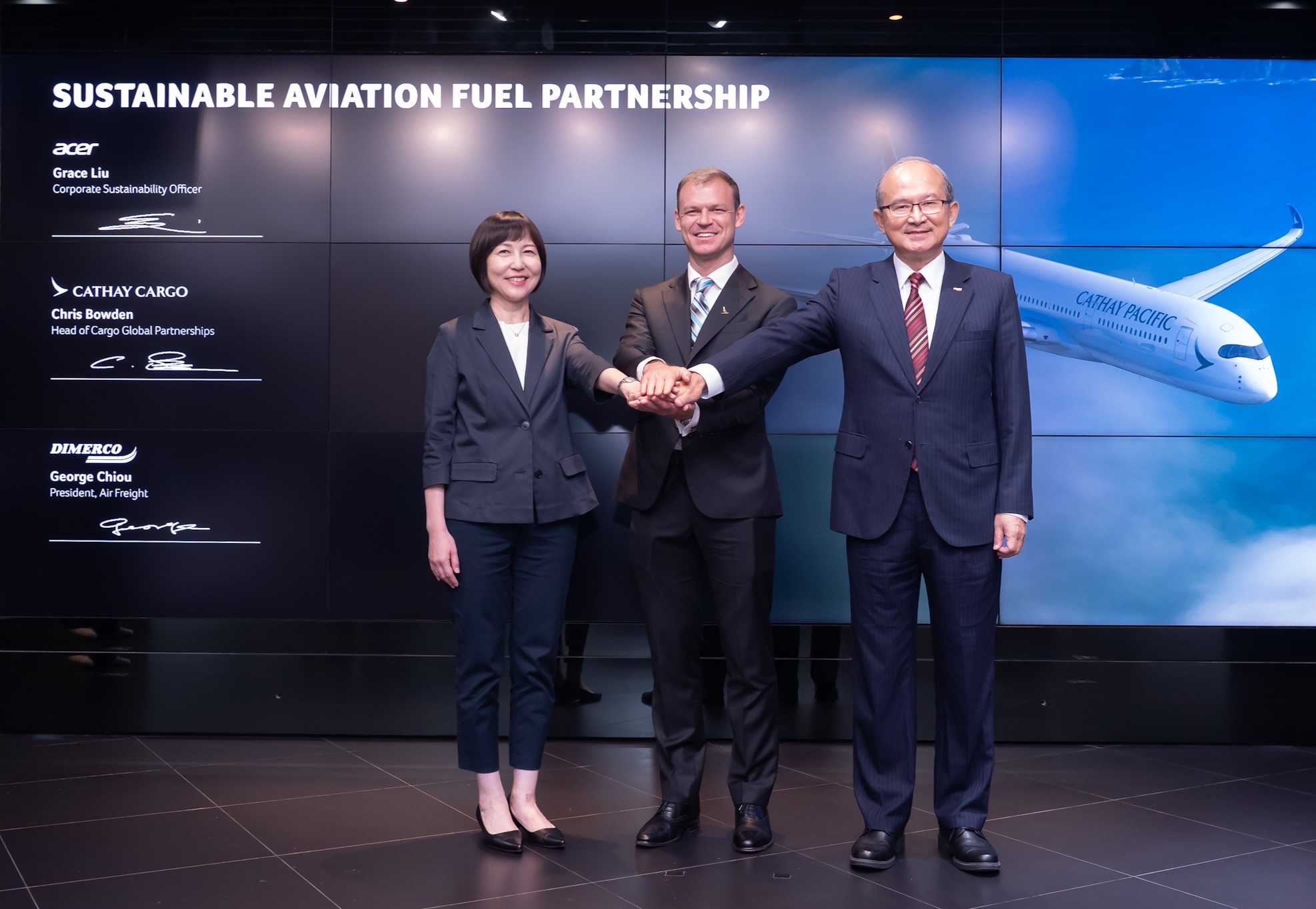 Acer, Cathay Cargo & Dimerco's SAF Signing Ceremony in Taipei on Aug. 27, 2024