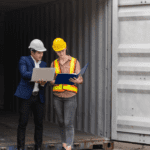 Customs Brokers checking containers at port