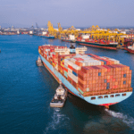 Container ship arrives at busy port amid US-China tariff truce and rising freight surge concerns