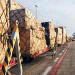 Freight being loaded onto cargo plane