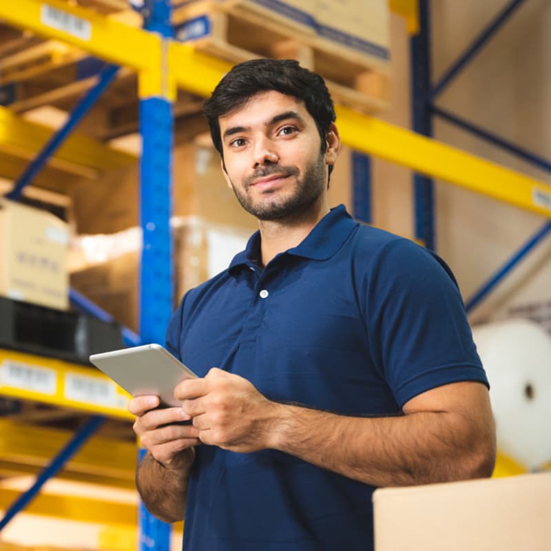 261-square man holding tablet in a warehouse
