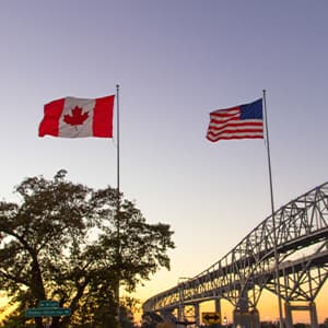 Canadian and American flags