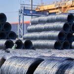 Stacked steel at warehouse