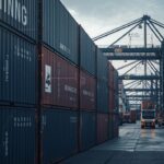 Shipping containers at a cargo port representing tariff refunds, global trade disruption, and rising import costs for U.S. shippers