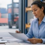 Compliance professional reviewing import documents as part of trade fraud enforcement and customs compliance processes